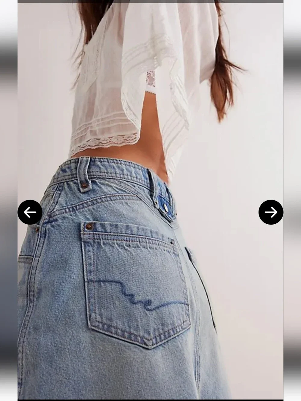 Free People We The Free Suzy Denim midi skirt Sz 26 $128